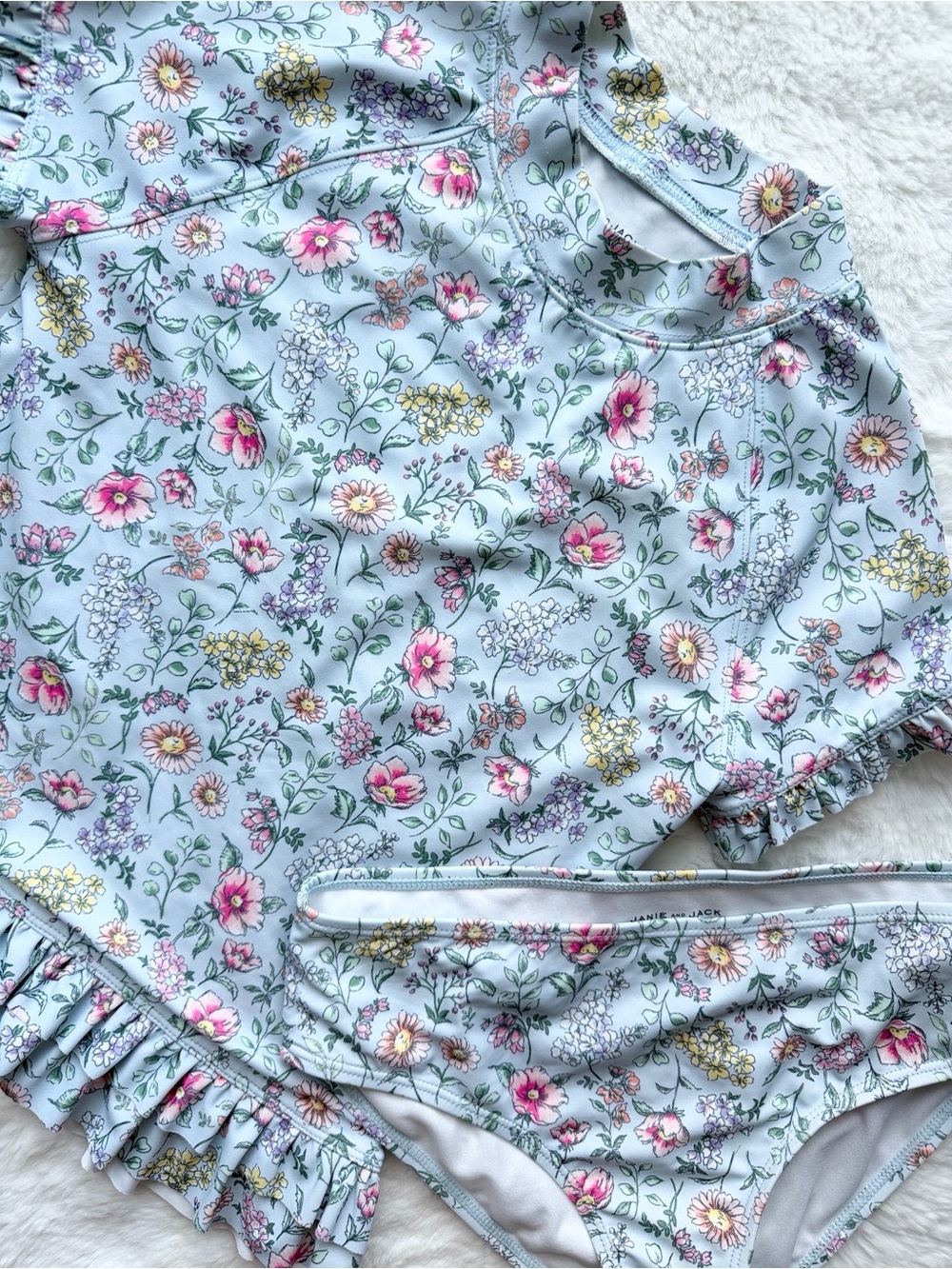 NWOT Janie and Jack Girls Rash guard Bathing Suit Set Floral size 12
